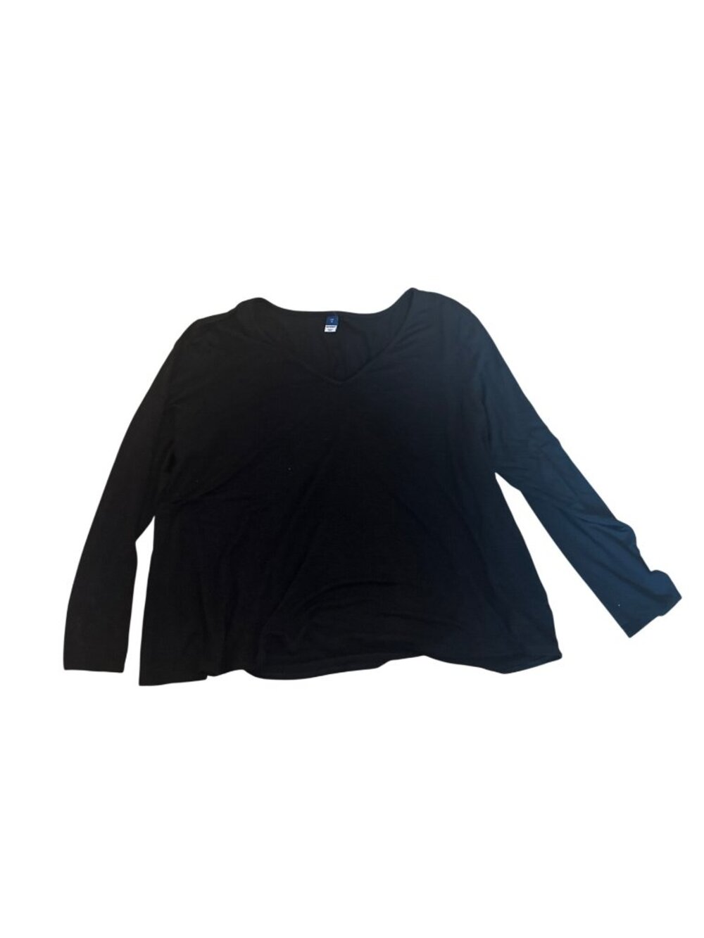 Old Navy Luxe Womens Top T-Shirt 2XL Black Long Sleeve V-Neck Basic Solid Print